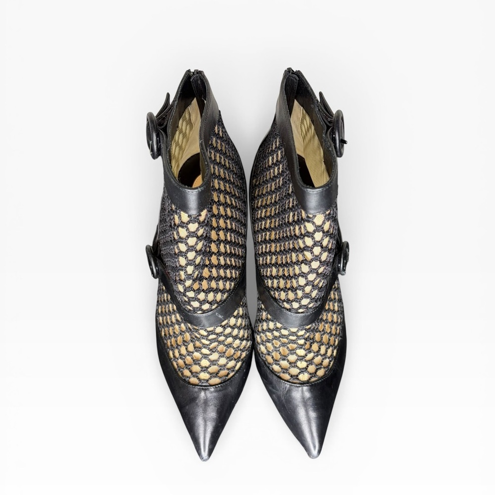 Christian Louboutin Black and Tan Heeled Boots Size 39 - Picture 2 of 16